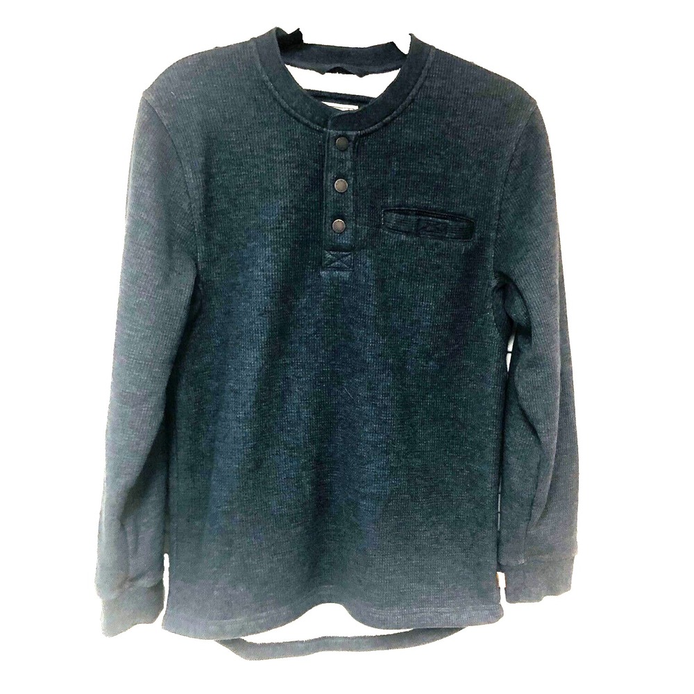 L L Bean‎ Mens S  Waffle Fleece Henley Sweater Heather Gray Katahdin Iron Works